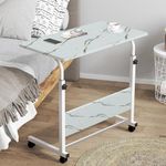 Torche Multipurpose Height Adjustable Movable Table for Computer & Laptop Table with Wheels (Small-Roman Marble)