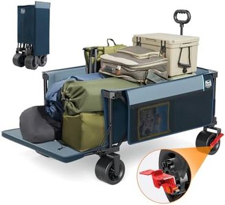 TIMBER RIDGE 26" W Extra Wide All Terrain Folding Beast Wagon w/Big Wheels, Cargo Net & Tailgate, 26" W and 55" L, 600L Capacity and 400lbs Heavy Duty Collapsible Portable Cart, Blue