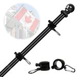 NQ 5 FT Flag Poles for Outside House, Flag Poles Outdoor for Porch, Yard, House Flag Pole, Heavy Duty Flagpole (Black, Without Flag Holder)