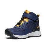 KEEN Unisex-Child Skua Mid Height Durable Easy On Comfortable Waterproof Hiking Boots, Naval Academy/Yolk Yellow, 4