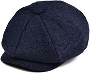JANGOUL Boys Vintage Newsboy Cap Tweed Flat Beret Cabbie Hat for Kids Toddler Pageboy (Navy, 6-24 Months)
