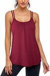 Hibelle Women's Workout Yoga Racerback Tank Tops with Built in Shelf Bra, 1.0 Red, Medium