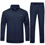 Mens Gym Suits Big and Tall Jogger Sets Sweatsuit for Men Running Sets Full Zip Casual Suits for Men Track Suits 2 Piece Sets with Zipper Pockets Navy