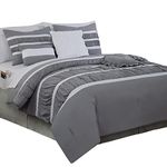 Elegant Comfort Featuring Smart Pockets, Matching Decorative Pillows, All Season Bedding, Microfiber, Silver, King