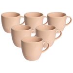 FARKRAFT Tea Cups Pink Matt Ceramic Tea/Coffee Cup Set - 6, 150 ML Each, Round Shape, Microwave Safe, Ideal for Home, Office, or Hotel Use - Pink