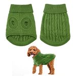 Small Dog Jumper, Warm Puppy Sweater for Small Dogs Winter Knitted Dog Pullover Soft Turtleneck Dog Clothes Vest for Pet Autumn, Winter Outfit for Welsh Corgi, Yorkshire Terrier, Chihuahua (XS, Green)