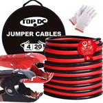 TOPDC Pure Copper 4 Gauge 20 Feet Jumper Cables with UL-Listed Clamps for Car, SUV Trucks Battery, Heavy Duty Booster Cables for Jump Starting Dead, Weak Batteries with Carry Bag, Safety Gloves