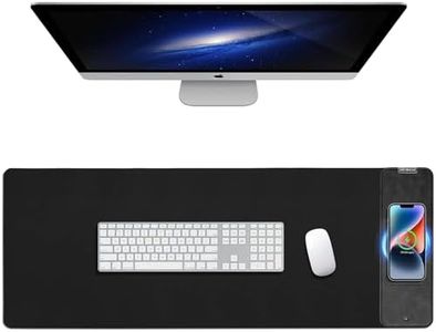 Mouse Pad with Wireless Charging, Black Mousepad Long Desk Mat, Large Gaming Mouse Pad, Soft Mouse Pad Gaming Desk Pad with Non-Slip Rubber Base, Extended Computer Keyboard Mat Office Mice Pad
