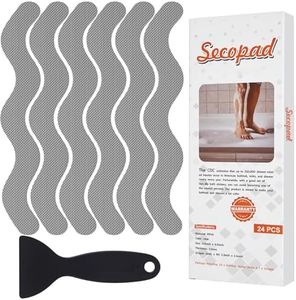Secopad Anti Slip Shower Stickers, Adhesive Decals Safety Strips with Scraper for Bath Tub, Shower Floor, Stairs, 24 Pieces (Gray)