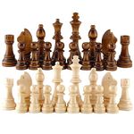 32PCS Wooden International Chess Pieces with No Board, Portable International Chess Pieces Tournament Staunton Chess Pieces Entertainment Board Game Set