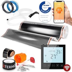 Termofol Chauffage Electrique par le Sol Set - Tapis Chauffant avec WiFi Noir Thermostat 230V - Chauffage d'appoint Puissance 140 W/m2 - Surface 1,5m² - Plancher Chauffant Electrique