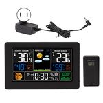 Weather Station, Large Color Display Digital Temperature Humidity Monitor, Weather Thermometer Forecast Station Multifunctional Weather Clock
