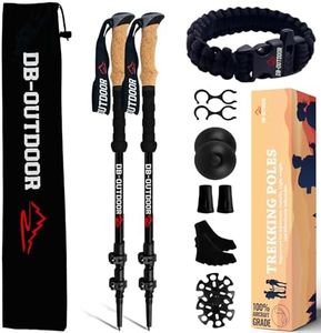 DB-OUTDOOR Trekking Hiking Walking Poles Women and Men - 2 Ultralight 7075 Aluminum Collapsible Hiking Sticks for Men, Natural Cork Grip & Metal Flip Lock Nordic Walking Poles for Men and Seniors