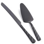 FULLYWARE Black Cake Cutting Set, Stainless Steel Cake Knife and Server Set, Cake Pie Cutter Set for Wedding, Birthday, Party