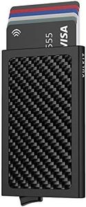 VULKIT Pop Up Wallet, Slim Minimalist Credit Card Holder For Men and Women RFID Blocking Mini Metal Case, Carbon fiber