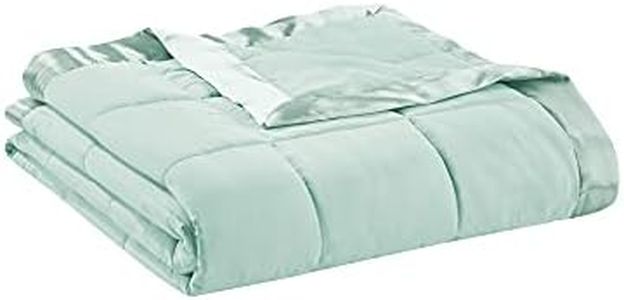 Madison Park Windom Down Alternative Blanket, Premium 3M Scotchgard Moisture Wicking Treatment, Lightweight and Soft Bed Cover for All Season, Satin Trim, Seafoam Twin