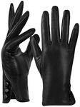 GSG SINCE 1998 Womens Genuine Leather Gloves Touchscreen Sheepskin Winter Gloves Fleece Lined Black Medium