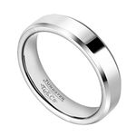 Tungsten Ring Wedding Band 5mm wide with a Bevelled Edge and Comfort Fit inside Lifetime Satisfaction