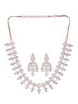 SARAF RS JEWELLERY Beautiful Unique Triangular Shaped American Diamond Studded Necklace Set With Earrings For Women & Girls