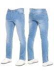 989Zé ENZO New Mens Stretch Straight Leg Jeans Casual Regular Fit Classic Basic Denim Pants KZ127 Light Blue 34W / 30L