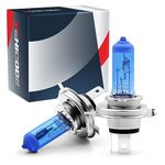 VEHICODE H4 HB2 9003 Halogen Headlight Bulbs 5500K-6000K Super White Hi/Lo Beam Motorcycle Car 12V 60/55W HS1 Conversion Kit High and Low Beam Projector Headlamp Fog Light Replacement (2 Pack)