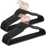 SONGMICS Velvet Hangers, Non-Slip Hanger, Rose Gold Color Swivel Hook, 30-Pack, Black UCRF026B30