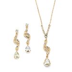 Mariell Gold Cubic Zirconia Prom Jewelry Set, Necklace & Earrings Set for Weddings, Brides, Bridesmaids, Metal Gemstone, Cubic Zirconia