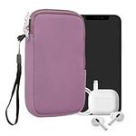 kwmobile Neoprene Phone Pouch Size XL - 6.7/6.8" - Universal Cell Sleeve Mobile Bag with Zipper, Wrist Strap - Lavender
