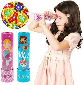 D-FantiX Classic Tin Kaleidoscope for Kids, 2 Pack Retro Toys - Educational Toys with Metal Body. Girl Birthday Party Favors Decorations