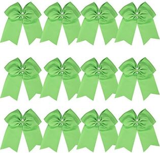 8“ Inch Cheerleader Bows Ponytail Holder Cheerleading Bows Hair Tie (Apple green)