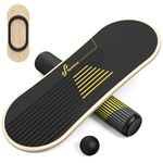 Sportneer Balance Board, 7 Modes Wobble Board, Indoor Board, Skateboard, Surf Balance Board with Adjustable Stoppers - Balance Board Wooden - Scooter and 2.8" Ball Included