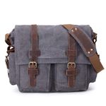 Sechunk Men's Canvas Messenger Bags, Gray, 17