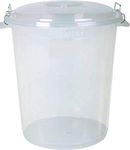 Srendi® 50L Hygienic Plastic Bin/Waterproof/Rodent Proof/Ideal for Outdoor/Animal Feed/Food/Storage/Flour Locking Lid (Clear)