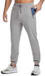 JMIERR Men's Sweatpants with Zipper Pockets Athletic Training Track Joggers Casual Drawstring Stretch Elastic Waist Tapered Sweats Pants for Men Workout Gym Running, L, Light Grey