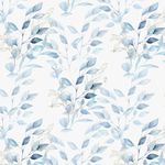 Yomshi Self Adhesive Wallpaper 41x300CM Blue Leaf Wallpaper Waterproof Leaf Contact Paper Peel and Stick Wallpaper Removable Furniture Stickers Living Room Bedroom Wall Covering