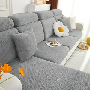 hyha Individual Couch Cushion Covers, Stretch Sofa/Couch Seat Cushion Covers, Magic Sofa Covers Washable, Dog Couch Cushion Covers for Sofa with Elastic Bottom(3 Cushion Sofa, Grey)