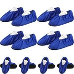 8 Pairs Non Slip Reusable Shoe Covers Waterproof Boot Covers for Household Carpet Floor Protection Machine Washable (Royal Blue)