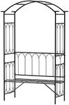 Outsunny Metal Trellis Arbor Arch for Climbing Plants with Garden Bench, Grow Grapes & Vines, Patio Decor & 2-Person Outdoor Steel Decorative Seating, 484 lbs. Weight Capacity, Black