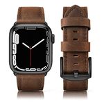 ZZL Compatible for Apple Watch Band 46mm(Series 10) 45mm 44mm 42mm, Soft Genuine Leather Wristband Replacement Strap for iWatch Series 10 9 8 7 6 5 4 3 2 1 SE Sports Edition Women Men, Retro Walunt