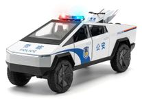 VARIYA ENTERPRISE 1:24 Scale Die-Cast CyberTruck Police【Free Wheel】 with 6 Openable Doors,Steerable Tyres,Working Horn,Working Lights【Pack of 1】 (White)