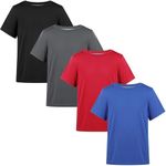 BIG ELEPHANT 4 Pack Boys Athletic T Shirts Short Sleeve Dry-Fit Moisture Wicking Kids Tees Tops
