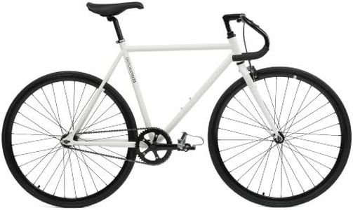 Critical Cycles Classic Fixed-Gear Single-Speed Bike with Pista Drop Bars, White, 49cm/Small