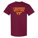 NCAA I Married Into This, Team Color T Shirt, College, University, Virginia Tech Hokies Maroon, Large