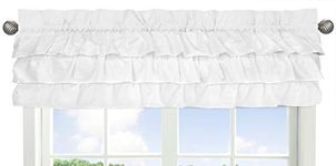 Solid Color White Shabby Chic Ruffle Window Treatment Valance for Harper Collection by Sweet Jojo Designs