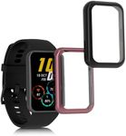 kwmobile Case Compatible with Huawei Watch Fit 2 Case - 2X TPU Silicone Fitness Tracker Cover - Black/Pink