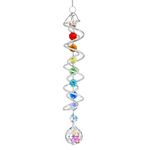 Sun Catchers for Windows,Crystal Sun Catcher with Seven Chakra Beads,Decorative Wind Spinner Tail Suncatcher 17.7in,Gazing Balls Spiral Tail for Indoor Christmas Decoration