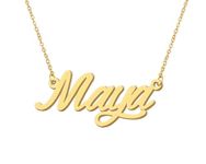 Maya Pendant Name Necklace 18k Gold Plated Stainless Steel Script Nameplate Necklace Jewelry for Best Friends