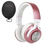 PowerLocus P3 Wireless Bluetooth Headphones Over Ear, [40h Playtime, Bluetooth 5.0] Foldable Stereo Wireless & Wired Headphone with Mic Deep Bass Headset for Cell Phones/Laptop/PC/TV (Matt Rose Gold)