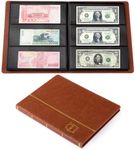 Ettonsun Leather 60-Pocket Paper Money Album Currency Holders for Collectors Collection Supplies Holder Book for Travel Bill Banknote Stamp Storage Display with 10 Collecting Pages (Brown)