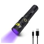 20W Rechargeable UV Torch Light 365nm uv Light for Resin Curing Pet Urine Detection Ringworm Fluorescent,2 Modes Professional Black Light Led Ultraviolet Torch with filter,Waterproof,Battery Included1